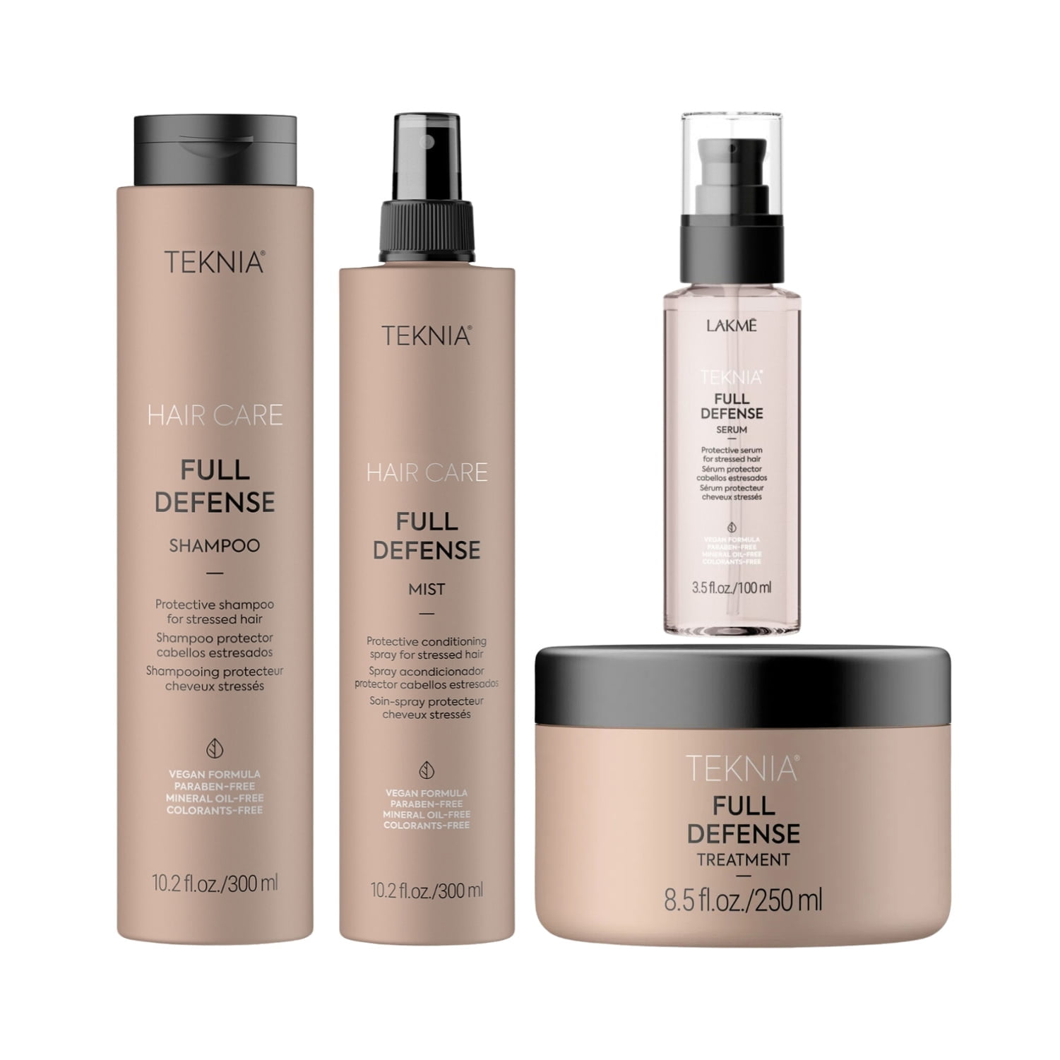 Set pentru par deteriorat Lakme Full Defense 2, Sampon 300ml + Tratament 300ml + Masca 250ml + Ulei 100ml