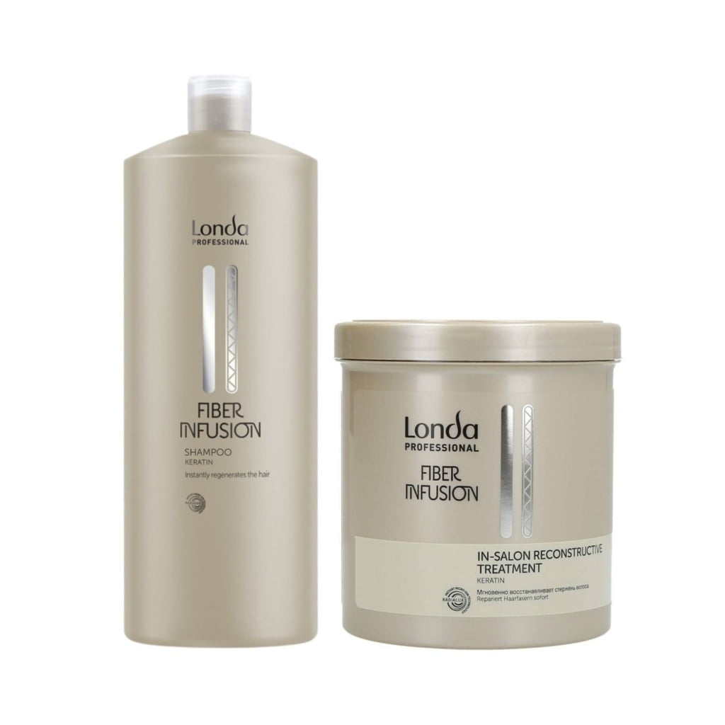 Pachet pentru păr deteriorat Fiber Infusion 4, Londa Professional, Sampon 1000ml si Tratament 750ml