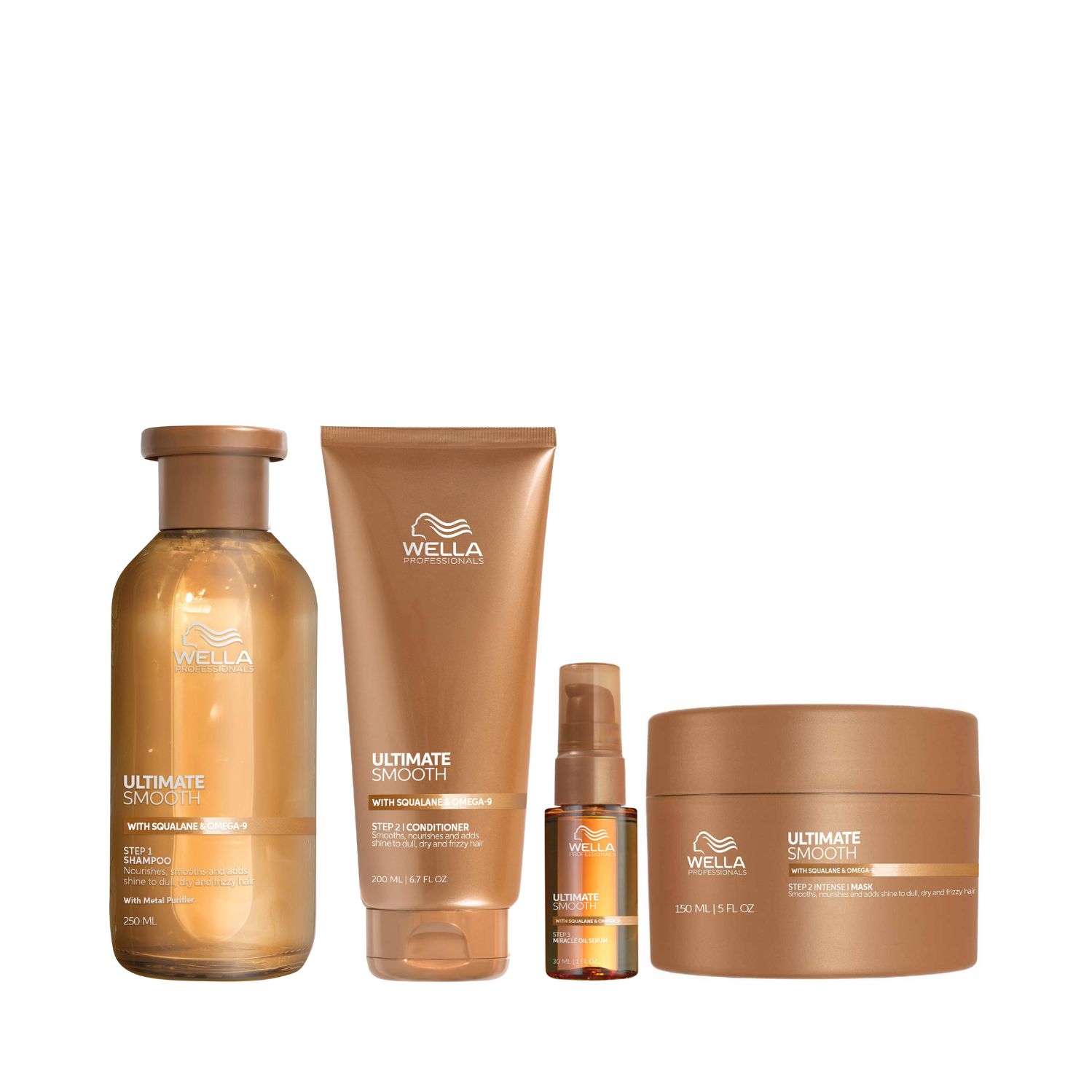 Set Wella Professionals Ultimate Smooth, Sampon 250ml + Balsam 200ml + Ser 30ml + Mask 150ml