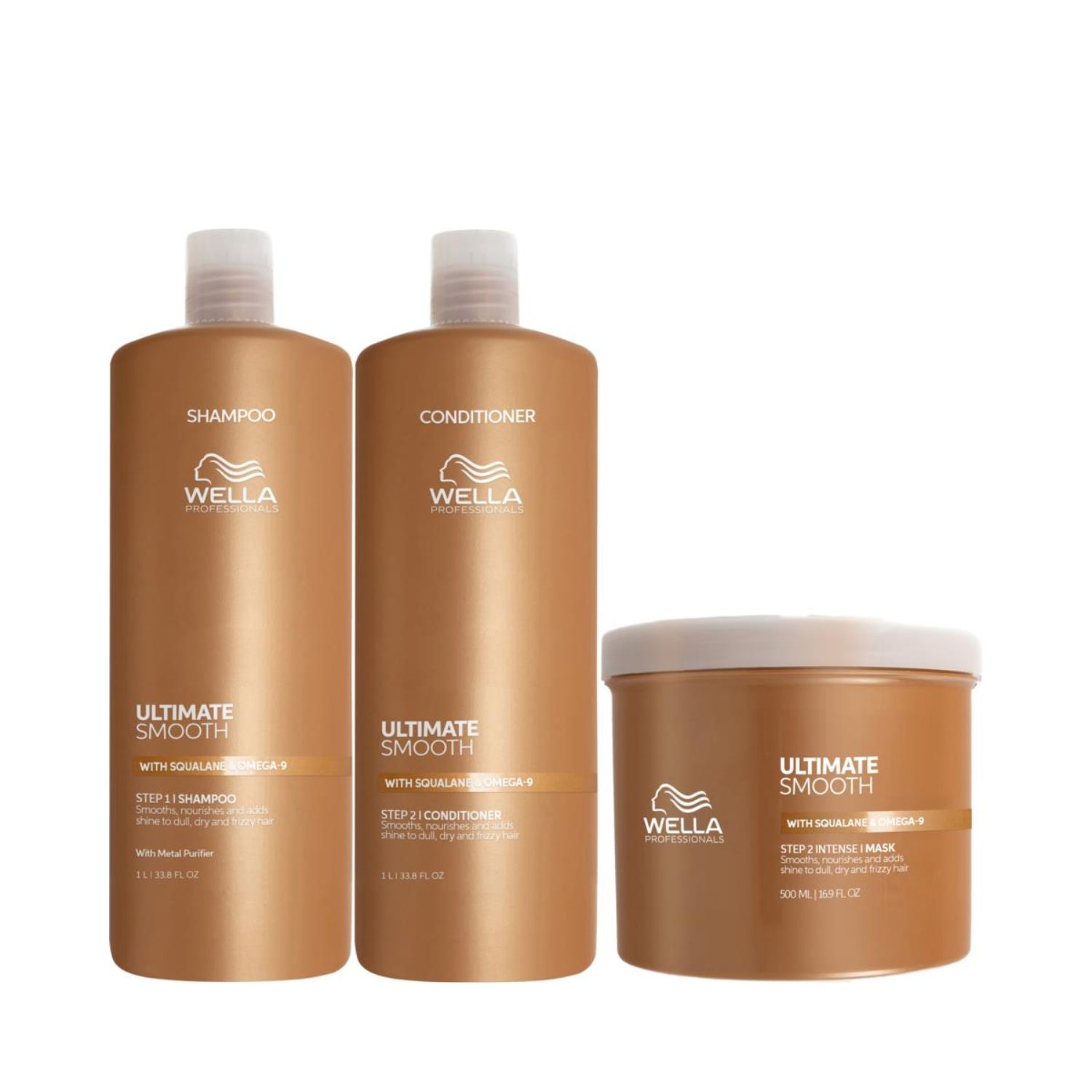 Set Wella Professionals Ultimate Smooth 2, Sampon 1000ml + Balsam 1000ml + Mask 500ml