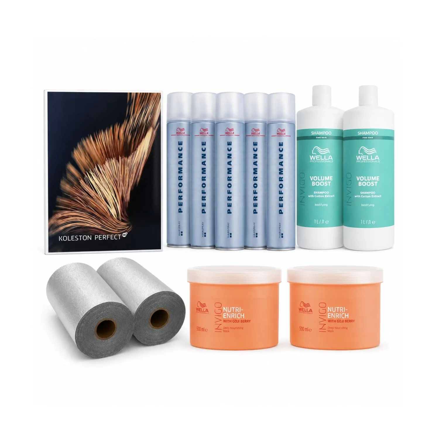 set-wella-professionals-pentru-volum-styling-si-ingrijirea-parului-deteriorat-cu-marketplace-e91555f46d5352c3.jpg Set Wella Professionals pentru volum, styling și îngrijirea părului deteriorat, cu Volume Boost, Nutri-Enrich, folie Embo și catalog de culori Wella inclus - imagine 1